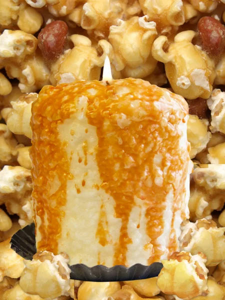 Caramel Corn Hearth on Caramel Corn Background