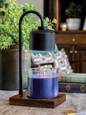 Black & Wood Arched Candle Warmer Lamp
