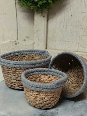 Cotton Rope baskets with Gray Rim