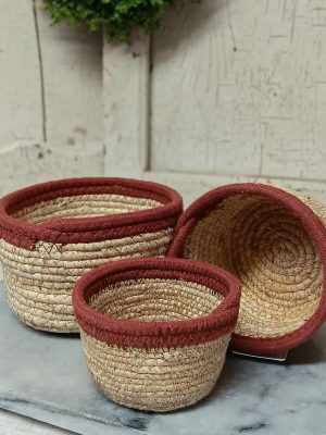 Cotton Rope baskets with Maroon Rim