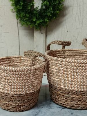 Cotton Rope Grass Baskets with Handles