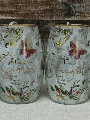 Frosted Glass Lighted Vase Mom, Grandma, Sister, Daughter Assorted
